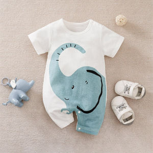 Baby Summer Clothes 100% Cotton Short Sleeve Animal Print Romper Dinosaur Cartoon Bodysuit Jumpsuit For 0-18months Baby Boys Girls