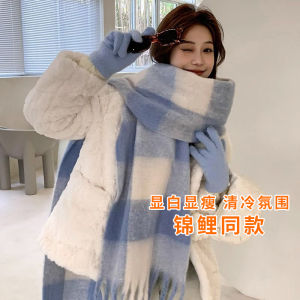 Autumn and Winter New Arrival Fancy Thicken and Lengthen K-style Soft Glutinous Shawl Lovers Wild Plaid Warm Scarf for Women