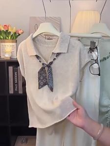 La Chapelle | Elegant Old Money Style Gray Polo Collar T Shirt