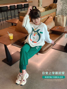 Fashionable Cartoon Loose Hoodie for Girls Autumn Wear New Style Mid-Term Large Children Casual Outerwear Trendy Kids Clothes