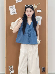 Áo Sơ Mi Nữ Mùa Hè Oajer Flagship Store Không Tay Cổ Chữ V Dáng Rộng Ngắn Họa Tiết Hoa Thân Thiện Với Làn Da Thoáng Khí