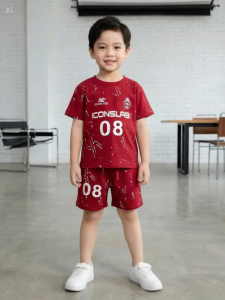 Bộ hè bé trai ICONSLAB 08 chất cotton mềm mịn thoáng mát size 8-40kg - Bộ quần áo cộc tay phong cách boy phố - Chất vải co giãn thoải mái vui chơi vận động
