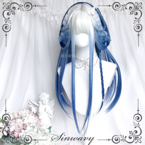 Sewha Blue Porcelain Gradient Hair Wig Original Chinese Style Long Straight Hair Womens Adjustable Buckle High Temperature Silk