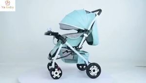 Portable High View Stroller: Lightweight Sit-Lie Four-Wheeled Umbrella Folding Two-Way Baby Stroller