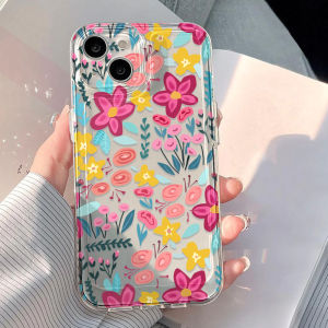 Transparent Silicone Phone Case For Samsung Galaxy S25 Ultra S26 Plus S24 FE S23  S22 Edge Protective Flower Painted Funda Cover