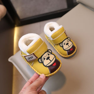 Thickened Cotton Shoes for Baby Boys And Girls 1-3 Years Old Winter Anti-slip Soft Bottom Learning to Walk Shoes Cartoon Pattern