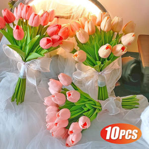 1/10PCS Mini Artificial Tulip Simulated PU Dried Flower Indoor Table Flower Arrangement Fake Flower for Home Living Room Decoration