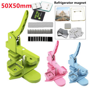 【Local Shipping】Square Fridge Badge Press Machine Rotating Manual Making Fridge Magnet Pins for Gifts Home Office Business 50x50mm