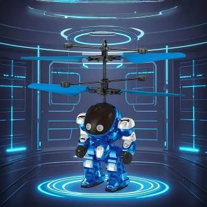 Levitating Luminous Flying Robot Astronaut Toy Aircraft Hand-Controlled Drone Interactive with Lights Outdoor Toys for Kids Gift