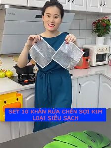 SET 10 KHĂN RỬA CHÉN SỢI KIM LOẠI SIÊU SẠCH