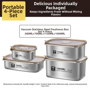 KBH | Food-grade Stainless Steel Airtight Refrigerator Preservation Box