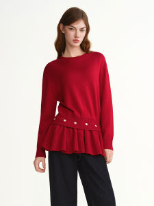 DUSHU | Detachable Hem Round Neck Sweater