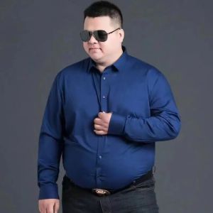 Spring & Fall Men plus Size Long Sleeves Shirt Pure White Business Plus-Size Business Clothing plus Size Workwear Shirt