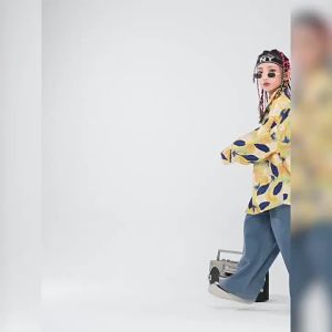 Bộ quần jean hip-hop thời trang cho trẻ em áo sơ mi hoa phong cách Hồng Kông r trang phục biểu diễn cho bé trai và bé gái 3.10