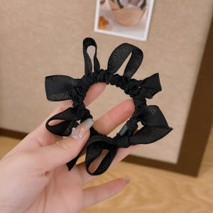 ยางรัดผมลายผีเสื้อสีดำสำหรับผู้หญิง ยางยืดสูง ทรงหางม้า วัสดุยาง 2025 ใหม่ล่าสุด แฟชั่น