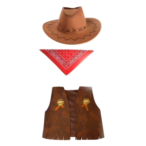 Western Cowboy Outfits Halloween Party Costumes Child And Adult Dress Up Cosplay Vest Hat Bandana