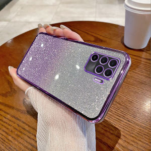 OppoA94 Magnetic Absorption Phone Case Gradient Sparkling Powder Electroplated Transparent Protective Cover Full Protection Anti-Fall Stylish Womens Shell