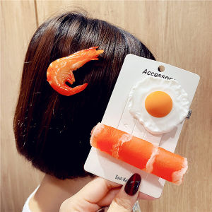 Trendy Hair Accessories Bone Shaped Shrimp Side Clips Simulated Food Egg Duckbill Hair Clips Stylish Hairpins for Women
