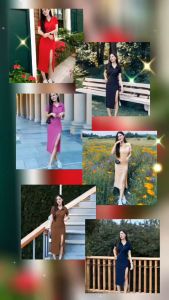 Theza Long Dress with a side front slit A Maxi dress made from bark fabric polo collar style cool fabric comfortable to wear. Wear it and camouflage your figure best fit Xtra small to semi large
