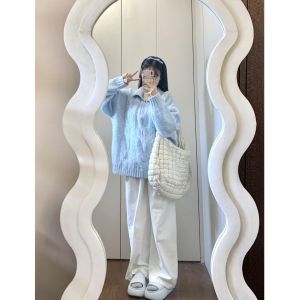 White High Waist Wide Leg Pants Womens Loose Lazy Style Straight Cut Long Trousers Spring Autumn New Arrival Casual Pants