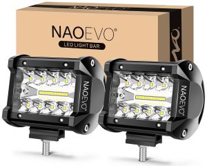 NAOEVO 4 Inch 60W LED Pod Lights Spot Flood Combo Off Road Driving Fog Work Light for Truck SUV ATV UTV 4WD Jeep Boat 12V