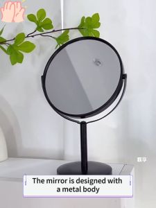 YT Desktop Makeup Mirror Can Rotate 360° Metal Aluminum Makeup Mirror Black and Gray