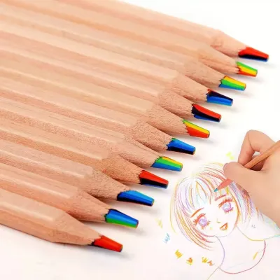 ดินสอสีหลักสีรุ้ง7สี12/24/36/48ชิ้นสมุดระบายสีด้วยมือแบบทำมือแบบปากกาวาดเครื่องเขียนการสอนศิลปะโรงเรียนปากกากราฟฟิตีสีรุ้ง