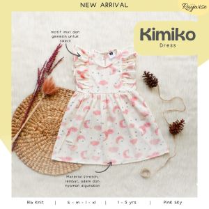 Kimiko Dress Ruffle Rib Knit Anak Perempuan