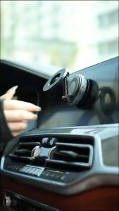 Vacuum magnetic holder 3-axis viewing angle adjustment foldable and adjustable length strong grip stable and does not damage the car.