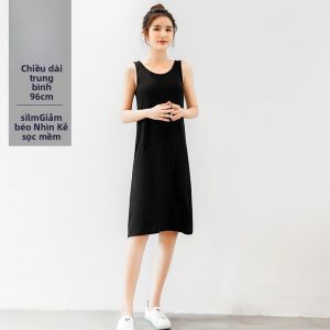 Váy Vest Không Tay Modal Rộng Rãi Mùa Hè 2024 Cho Nữ Váy Ngủ Cỡ Lớn Váy Chữ a Cổ Tròn Không Tay Váy Mùa Hè Mới Về