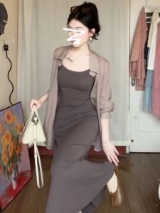 LIRUSHAN | Bộ Đầm Nữ Thời Trang Mùa Thu Dành Cho Người Thân Hình Nhỏ Gọn Chân Váy Bút Chì Dài