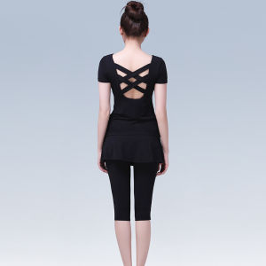 ชุดโยคะแบบสวมหัวแขนสั้นผ้าโมดอลสำหรับผู้หญิงชุดออกกำลังกายวิ่งสไตล์ใหม่ ชุดเต้นรำ แฟชั่น ชุดเต้นรำคู่