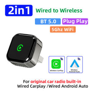 Wireless CarPlay Adapter 2IN1 Android Auto AI Smart Box Car Intelligent Systems For VW Toyota Nissan Honda Ford Benz