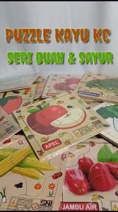 Mainan Edukasi Anak Puzzle Kayu KC Murah SNI Buah dan Sayur Mayur 15x15