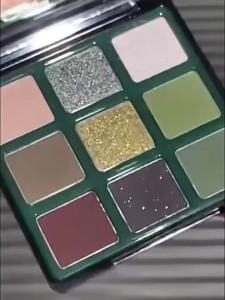 9 Color Olive Green Eyeshadow Palette Dark Black Shimmer Smoky Eye Makeup Palette Matte Glitter Brightening Eye Shadow