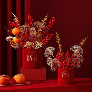 New Home Decoration Fortune Fruit Bucket Ornamental Flowers Living Room Desktop Decoration Moving House Gift New Year Decor