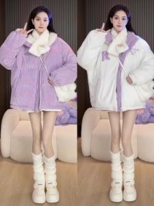 This Years Popular Corduroy Reversible Cotton-Padded Coat Outwear Womens Winter Fancy Loose Casual Thickened Warm Cotton Coat