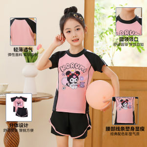 Girls swimsuit summer Kuromi split swimwear cartoon sunscreen childrens beach wear for kids 3-11 Years