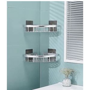 DOUBLE WINNER Corner Shelf without Drilling Rustproof Space Aluminum Shower Storage Rack Shampoo Holder Bathroom Accessories-BR118