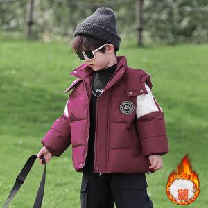 เสื้อแจ็คเก็ตขนเป็ดสีแดงหนาสำหรับเด็กชาย ฤดูหนาว 2024 เสื้อผ้าเด็กสไตล์เกาหลี ขนเป็ดสีขาว อบอุ่น ปกติ 90% ปกติ