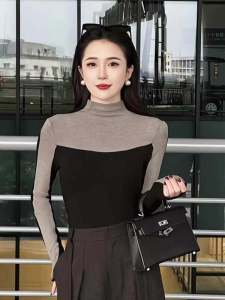 เสื้อยืดแขนยาวทรงสลิมฟิตสไตล์เกาหลี คอกลม ทรงเข้ารูป ทรงเข้ารูป แฟชั่นฤดูใบไม้ร่วง เสื้อตัวบน