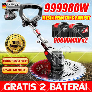 COD BAIPUXI Mesin pemotong rumput 48V Baterai litium Bahan baja tahan karat Tahan suhu tinggi Mesin anti bakar Cocok untuk memotong rumput Semak Kebun (Mesin rumput Mesin babat rumput elektrik Mesin potong rumput charge listrik)