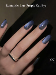 1pcs ZH Sparkling Aurora Ice Transparent Blue Wind Chime Cat Eye Gel Nail Polish Blue Purple Crystal Glass Bead Nail Supplies