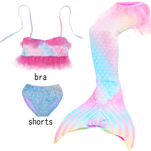 Girls Mermaid Tails Swimming Dresses Carnival Cosplay Costume for Child Mermaid Swimsuit(Not Include Flippers)
