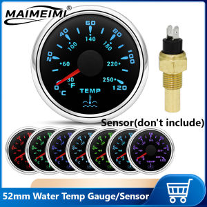 7 Colors Backlight 52MM Water Temperature Gauge 0~120℃ Water Temp Sensor 1/8NPT 3/8NPT M14 M16 For Marine Boat Car Truck 12V/24V