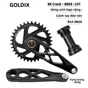 GOLDIX | Bộ Tay Quay Xe Đạp Hợp Kim Rèn Cường Độ Cao GOLDIX 165/170/175mm 3 Lỗ Bắt Vít Lắp Trực Tiếp Kèm Đĩa Líp Hẹp-rộng Dành Cho Xe Đạp Địa Hình MTB