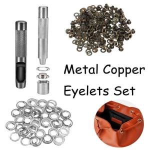 80pcs Coppers Silver Eyelet Grommets Set with Punch Die Tool for Leather Craft Clothing Shoes Belts Bags Metal Fastener Kit