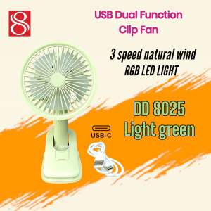 {READY STOCK}Portable clip on / desktop USB charging fan with RGB led lights