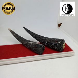 once pipa cangklong tanduk kerbau hitam ukir naga spesial h307