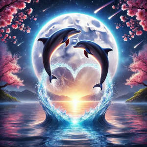 Huacan Dolphin DIY Diamond Paintings Moon Full Round Drill Mosaic Animal Diamond Embroidery Heart Art Holiday Gift